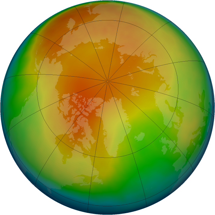 Arctic ozone map for February 2013